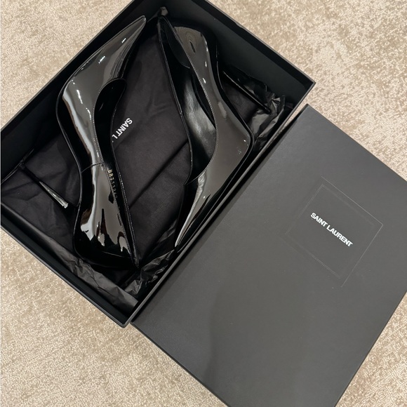 SAINT LAURENT 2023 Marylin 110 Patent Leather Pump Black size 38 - Picture 6 of 12